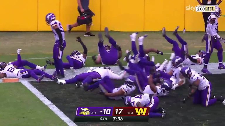 The Vikes celebrated in style after a key late-game interception by safety Harrison Smith