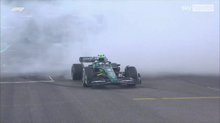 Vettel celebrated the end of his Formula 1 career with some post-race donuts in Abu Dhabi