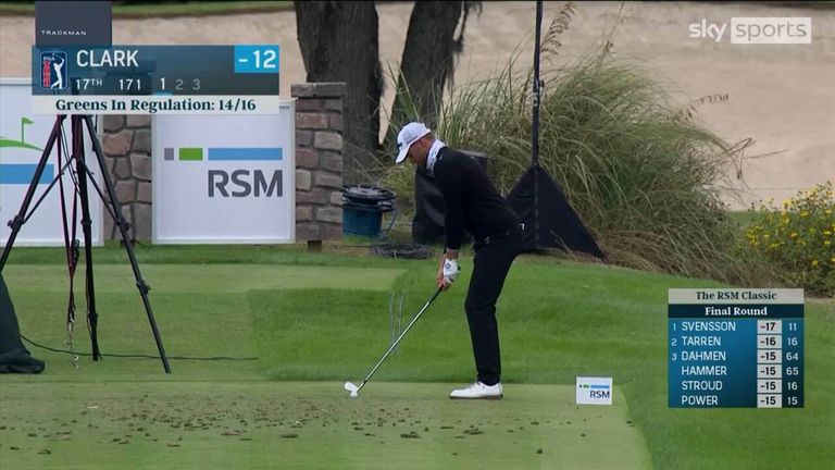 Watch the moment Wyndham Clark made an ace from his tee shot during the final round of the PGA Tour's RSM Classic.