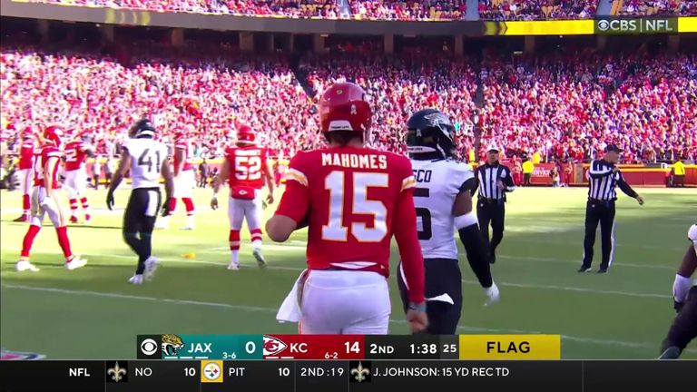 Patrick Mahomes threw for 331 yards and had four touchdowns in the Kansas City Chiefs' 27-17 win over the Jacksonville Jaguars in Week 10 of the NFL