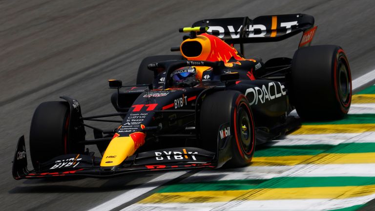 Sergio Perez topped first practice at the Sao Paulo Grand Prix
