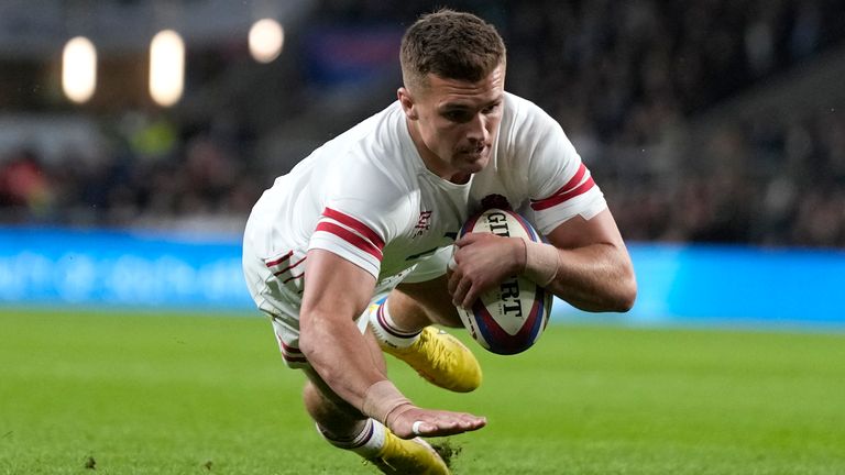 Henry Slade got over for England's only try, despite facing 14 for 20 minutes 