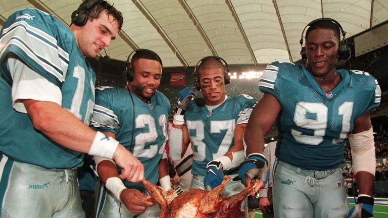 The Detroit Lions have played on Thanksgiving Day a grand total of 82 times since first doing so in 1934
