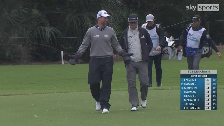 Webb Simpson made an ace on the par-three third hole during the first round at The RSM Classic in Georgia