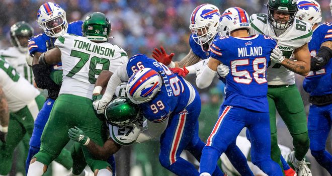 Josh Allen's acrobatic hurdle against New York Jets