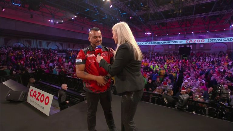Grant Sampson told Polly James that he only plays in front of 30 people in South Africa, but now he's made a real name for himself after a dream debut at Ally Pally.