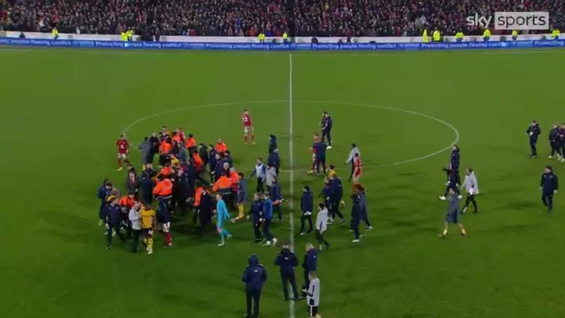 Dramatic penalty shoot-out ends in mass brawl between Forest and Wolves