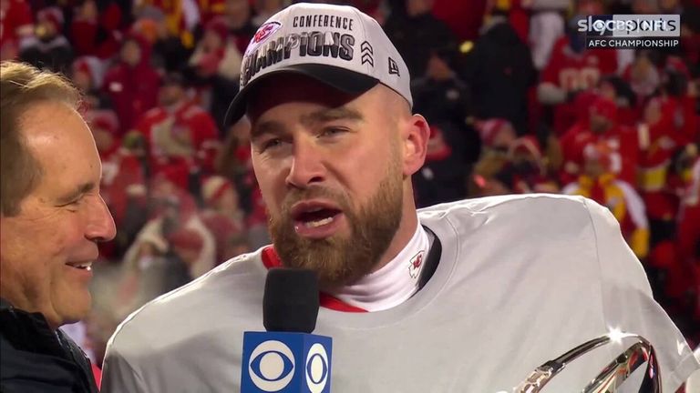 The Kansas City Chiefs are presented with the AFC Championship as tight-end Travis Kelce sounds off on opponents Cincinnati Bengals