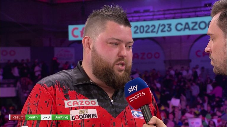 Michael Smith says he was fortunate to win his quarter-final against Stephen Bunting, but cannot afford to play that poorly in the semi-finals