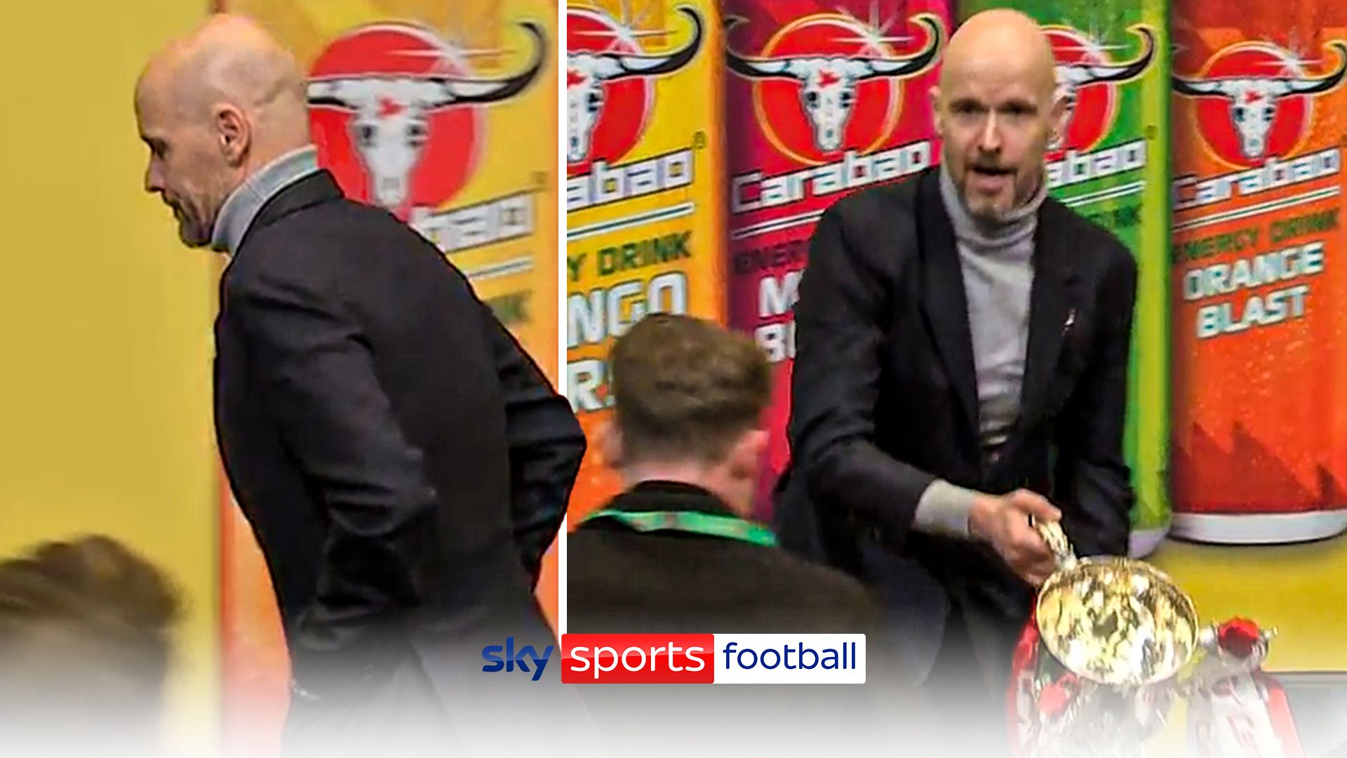 Ten Hag forgets to collect trophy! 'I can leave it, this one is in!'