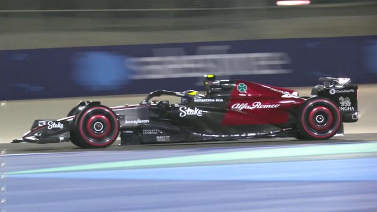 Alfa Romeo driver Zhou Guanyu pulls to the top of the timesheet with a 1:31.610, almost half a tenth faster than Max Verstappen
