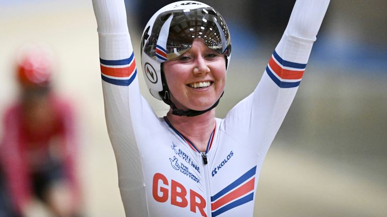 Katie Archibald celebrates her record 19th European title