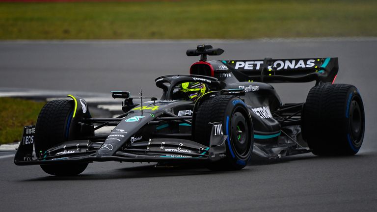 Lewis Hamilton drove Mercedes' new W14 at Silverstone on Thursday