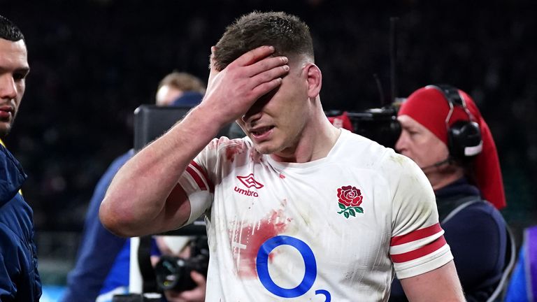 England Owen Farrell was dejected after the defeat to Scotland on Saturday