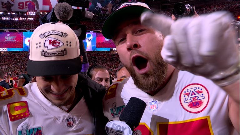 Travis Kelce feels no one believes the Captain will win the Super Bowl while Patrick Mahomes says everyone in the locker room stepped up after half-time to inspire their epic win over the Eagles