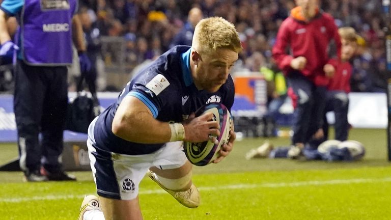 Wing Kyle Steyn scored two tries in the victory at Murrayfield