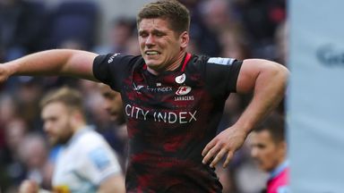 Owen Farrell limps off injured during Saracens' clash with Harlequins
