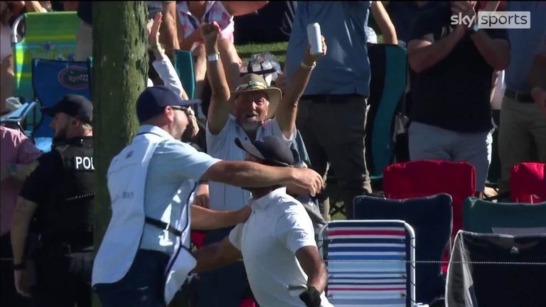 What a moment as England's Aaron Rai makes the second hole-in-one of the week on the iconic 17th hole at The Players