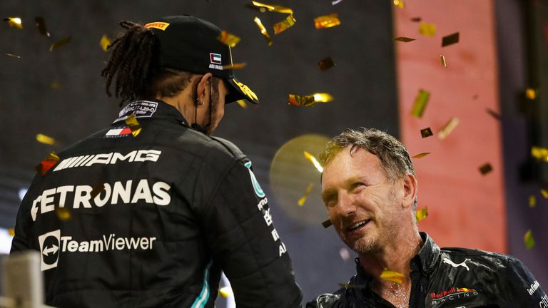 Red Bull team principal Christian Horner (right) has ruled out a move for Lewis Hamilton