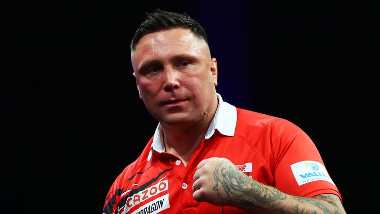 Gerwyn Price takes on Peter Wright in his quarter-final on Night Nine of the Premier League in Berlin on Thursday