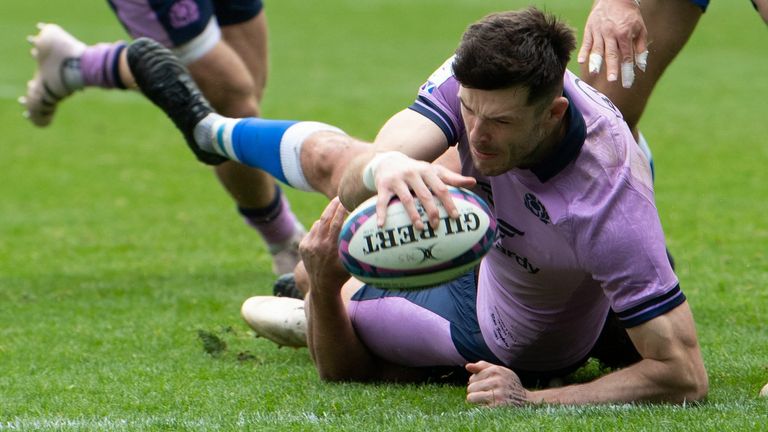 Blair Kinghorn scored three tries as Scotland finished their Six Nations campaign with victory