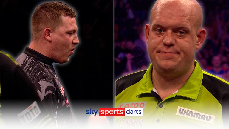 Whitewash! Chris Dobey stunned Michael van Gerwen 6-0 during a remarkable semi-final in the Midlands