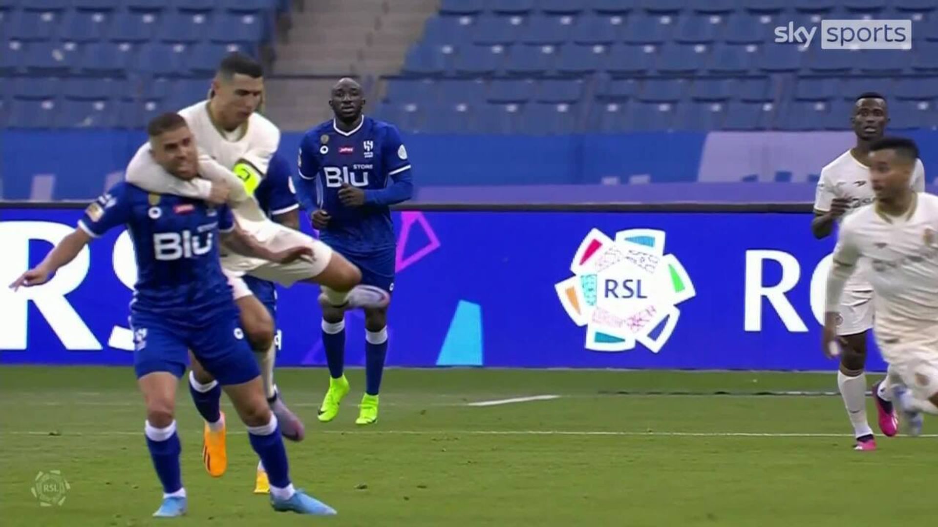 Only a yellow?! Ronaldo booked (by Michael Oliver!) for wrestling move!