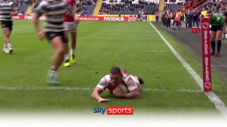 Ryan Hall touched down for his hat-trick as Hull KR wrapped up a 40-0 thrashing of their fierce rivals, Hull FC.