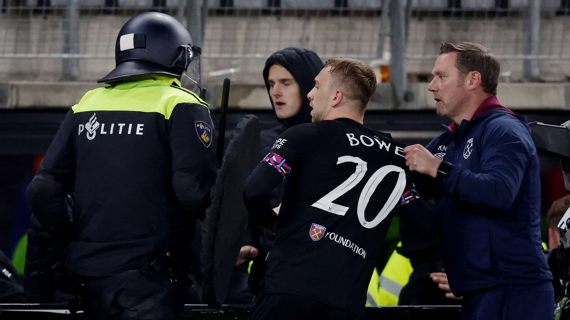 West Ham players defend friends and families from violent AZ fans