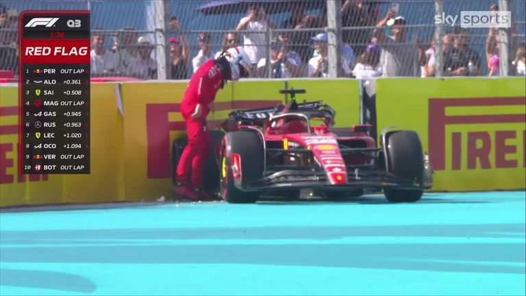 Charles Leclerc had a massive crash in his Ferrari towards the end of Q3, bringing out the red flag and in the process handing pole to Red Bull's Sergio Perez