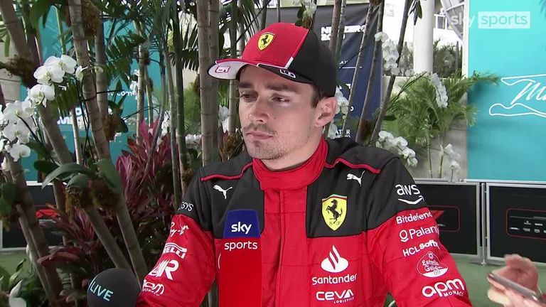 Pembalap Ferrari Charles Leclerc merenungkan sesi kualifikasi yang mengecewakan setelah dia menabrak penghalang di Grand Prix Miami.
