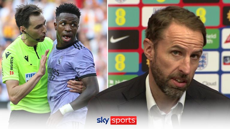 England manager Gareth Southgate gives his thoughts on the situation surrounding Vinicius.