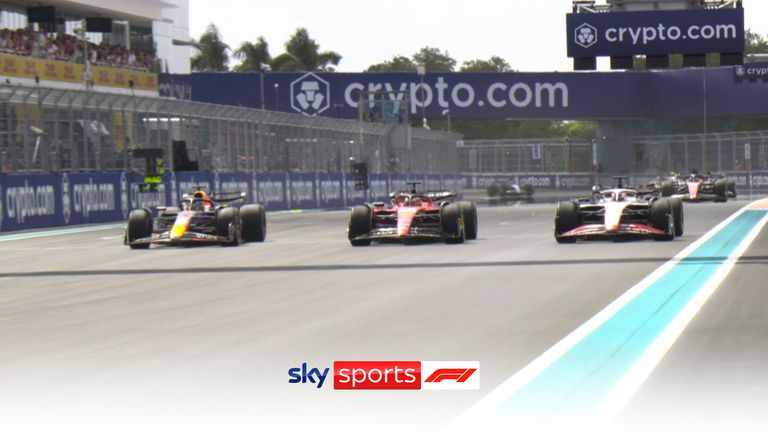 Max Verstappen takes advantage of a tussle between Charles Leclerc and Kevin Magnussen to overtake them both