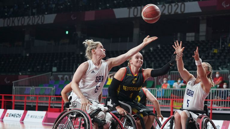 Britain's Robyn Love (C) during the Tokyo Summer Paralympic Games