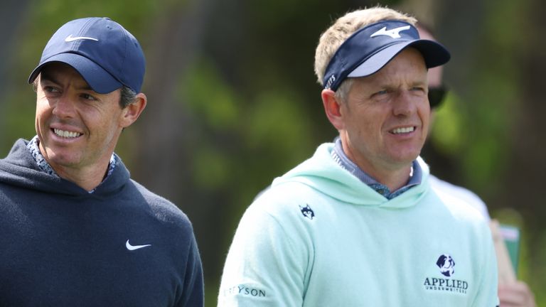 Luke Donald played a practice round with Rory McIlroy (pictured) and Shane Lowry ahead of the PGA Championship