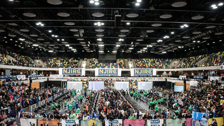 A bustling Copperbox Arena hosts the National Junior Indoor Rowing Championship (NJIRC).