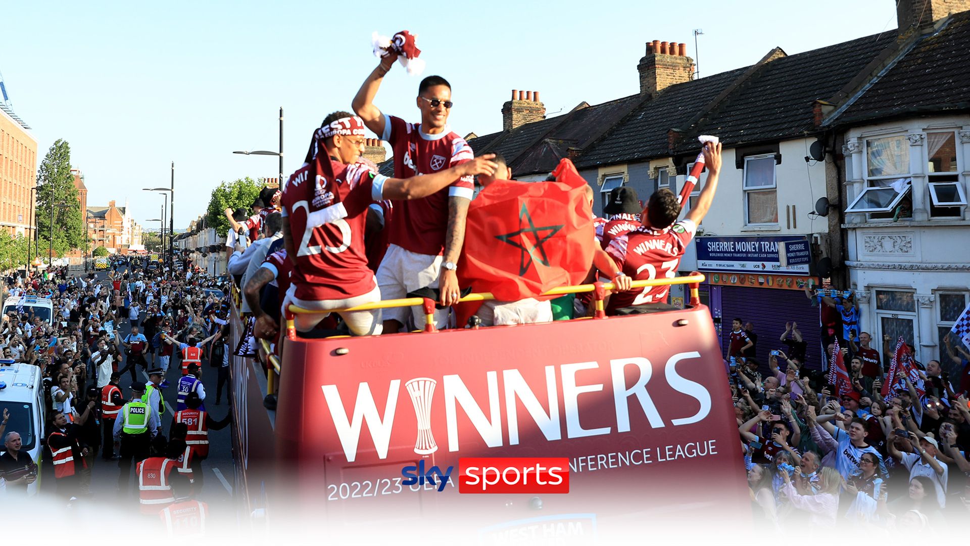 On the bus with West Ham as huge crowds turn out for trophy parade!