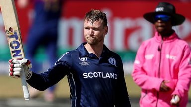 Richie Berrington scored a century as Scotland thumped UAE by 111 runs in the World Cup Qualifier