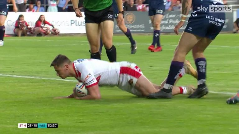 Jack Welsby finished off a well-worked try to give St Helens a healthy 20-point lead over rivals Wigan Warriors