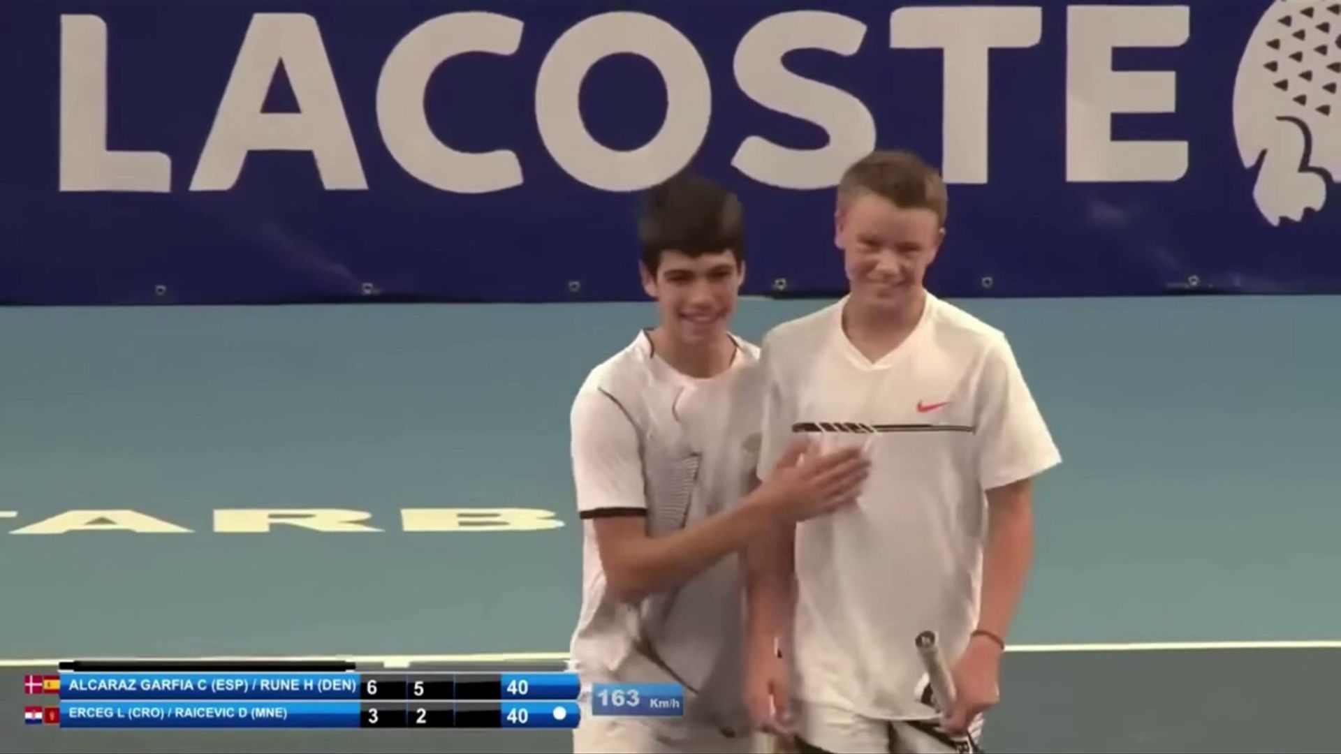 Alcaraz and Rune play together at 14 years old