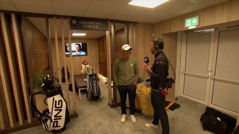 Collin Morikawa gave viewers a special behind-the-scenes look at the players' locker room at Royal Liverpool, including the 'Champions Corner' reserved for former champions