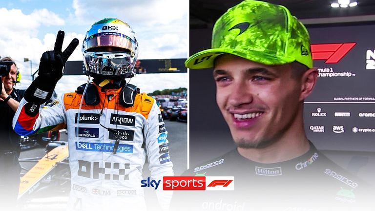 McLaren's Lando Norris was in positive spirits after finishing second in his home race at Silverstone