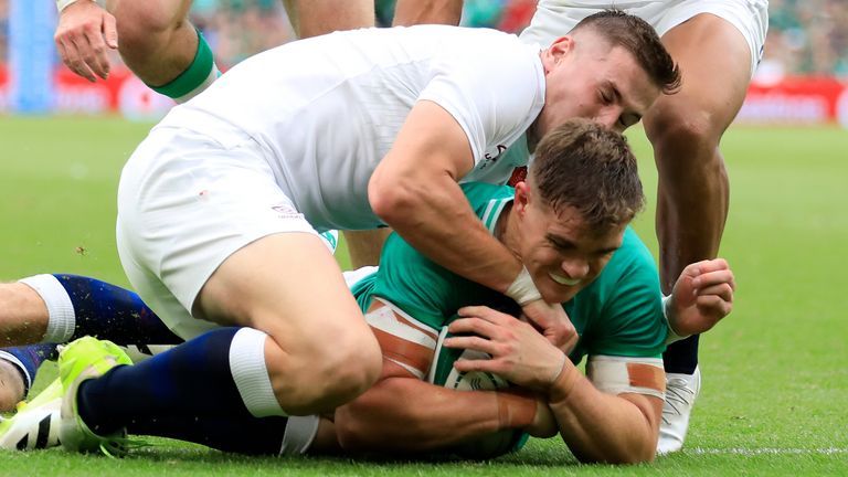 Garry Ringrose collected a brilliant Mack Hansen kick-pass, and finished superbly for Ireland's second try