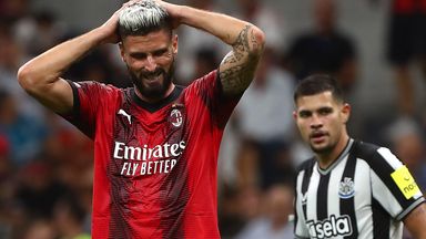 Olivier Giroud reacts as AC Milan waste another chance against  Newcastle
