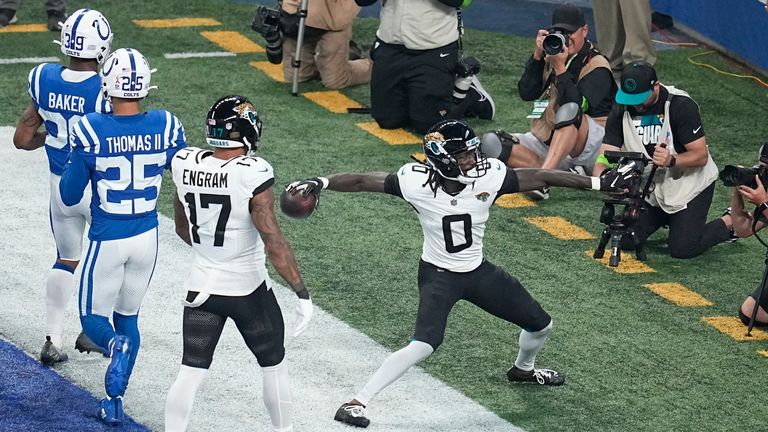 Calvin Ridley scored his first touchdown for the Jacksonville Jaguars as they took the lead at the Indianapolis Colts