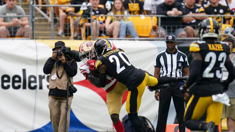 Brandon Aiyuk somehow took the catch in the corner of the endzone as San Francisco extended their lead over Pittsburgh