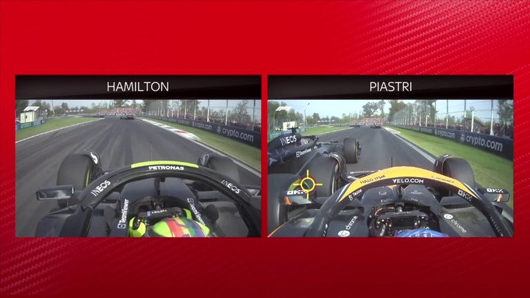 Anthony Davidson takes a look at the collision between Mercedes' Lewis Hamilton and McLaren's Oscar Piastri during the Italian GP