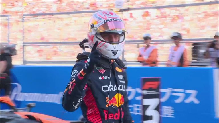 Max Verstappen and Red Bull take pole position at the Japanese GP by half a second ahead of the McLarens.