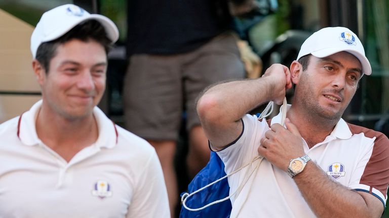 Viktor Hovland and vice-captain Francesco Molinari were among those on Team Europe's pre-Ryder Cup trip to Rome on Monday