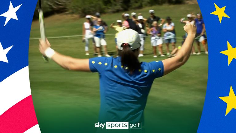 Maguire had the crowd on their feet when she holed a big eagle putt on the 14th and moved to 4up in her match with Zhang